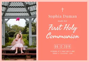 Pink and White Communion Announcement First Communion Annoucement