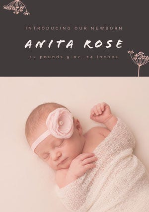 Pink and Black Birth Announcement Birth Announcement
