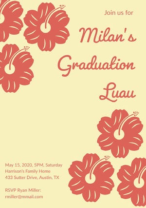 Red and Yellow Floral Graduation Announcement Card Graduation Announcement
