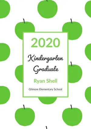 Green Apples Kindergarten Graduation Announcement Card Graduation Announcement