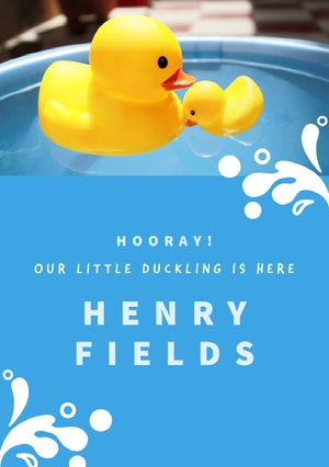 Blue and Yellow Ducks Toy Birth Announcement Birth Announcement