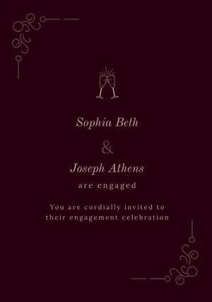 Pink and Claret Engagement Party Invitation Engagement Announcement