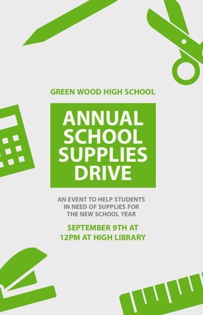 Green and White Annual School Poster