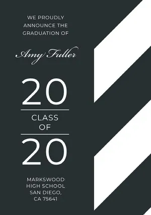 Gray Modern Graduation Announcement Card Graduation Announcement