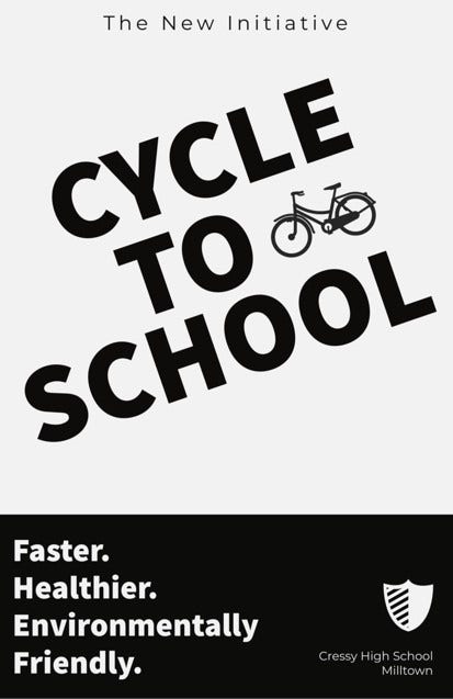 Black and White Cycle to School Poster