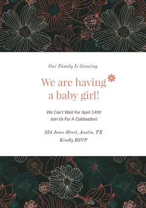 Floral Pregnancy Announcement Card Pregnancy Announcement