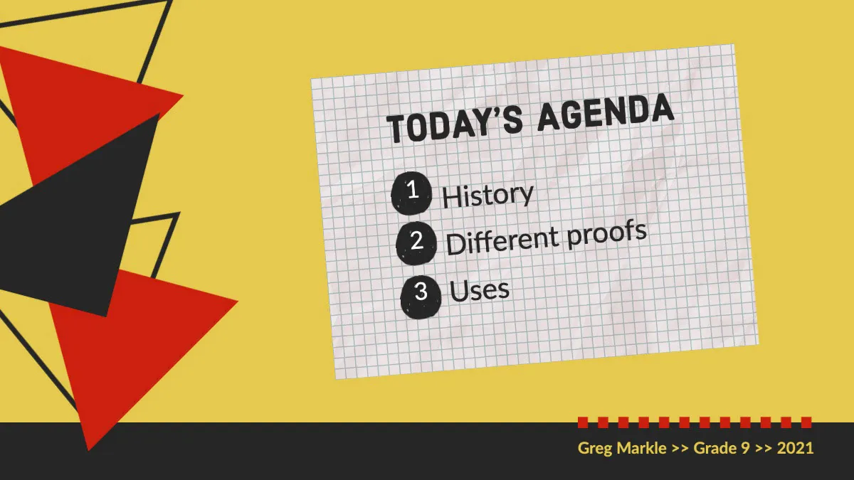 Yellow, Black & Red Triangles Today's Agenda Math Presentation