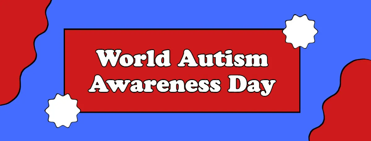 Blue, Red & White World Autism Day Facebook Cover