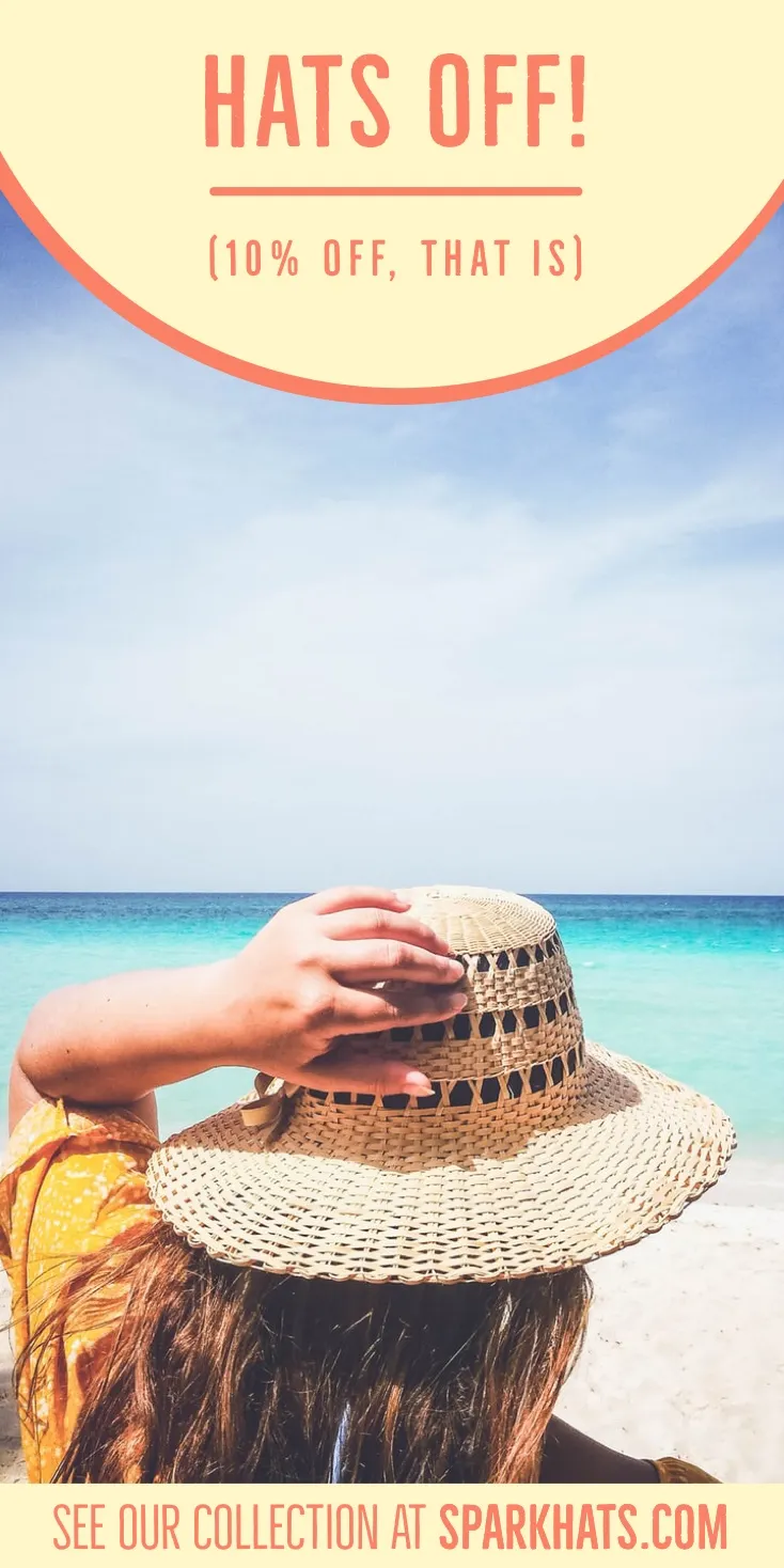 Hat Store Vertical Ad Banner with Woman on Beach