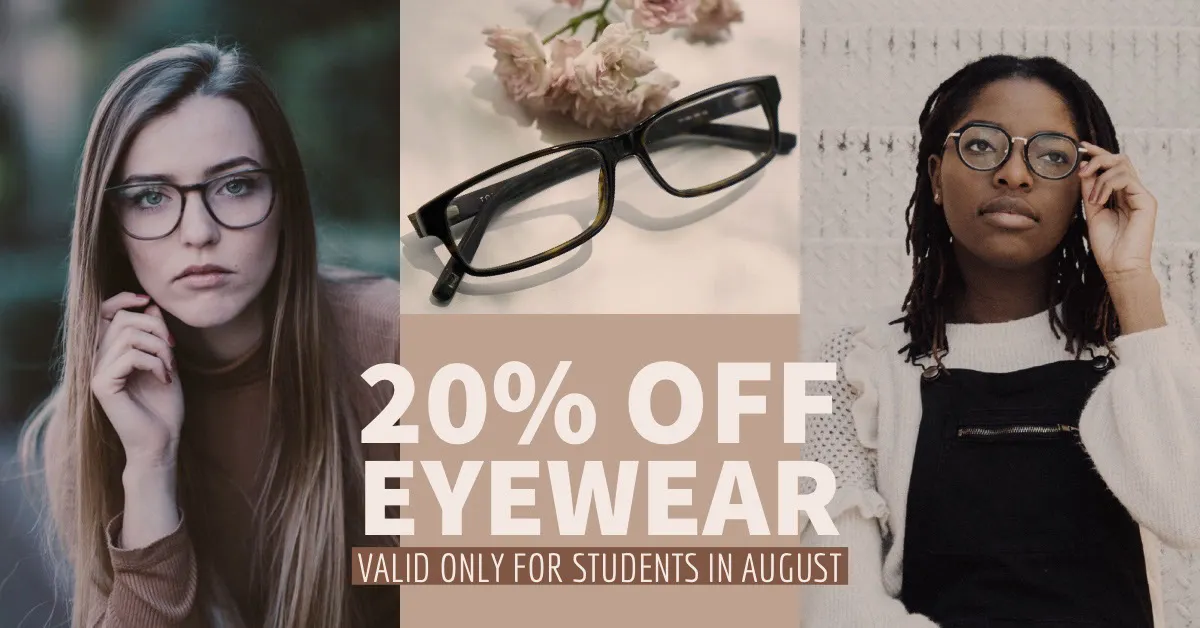 Brown Eyeglasses Sale Ad with Women Wearing Eyeglasses