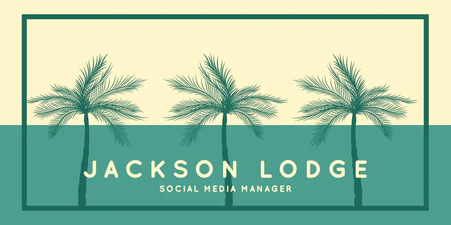 Turquoise and Yellow Social Media Manager LinkedIn Banner with Palm Trees