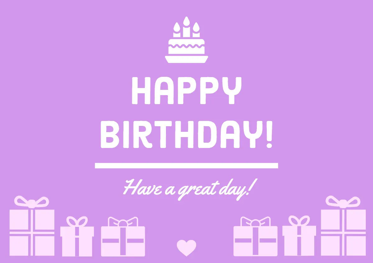 Pink Illustrated Happy Birthday Card with Cake and Gifts