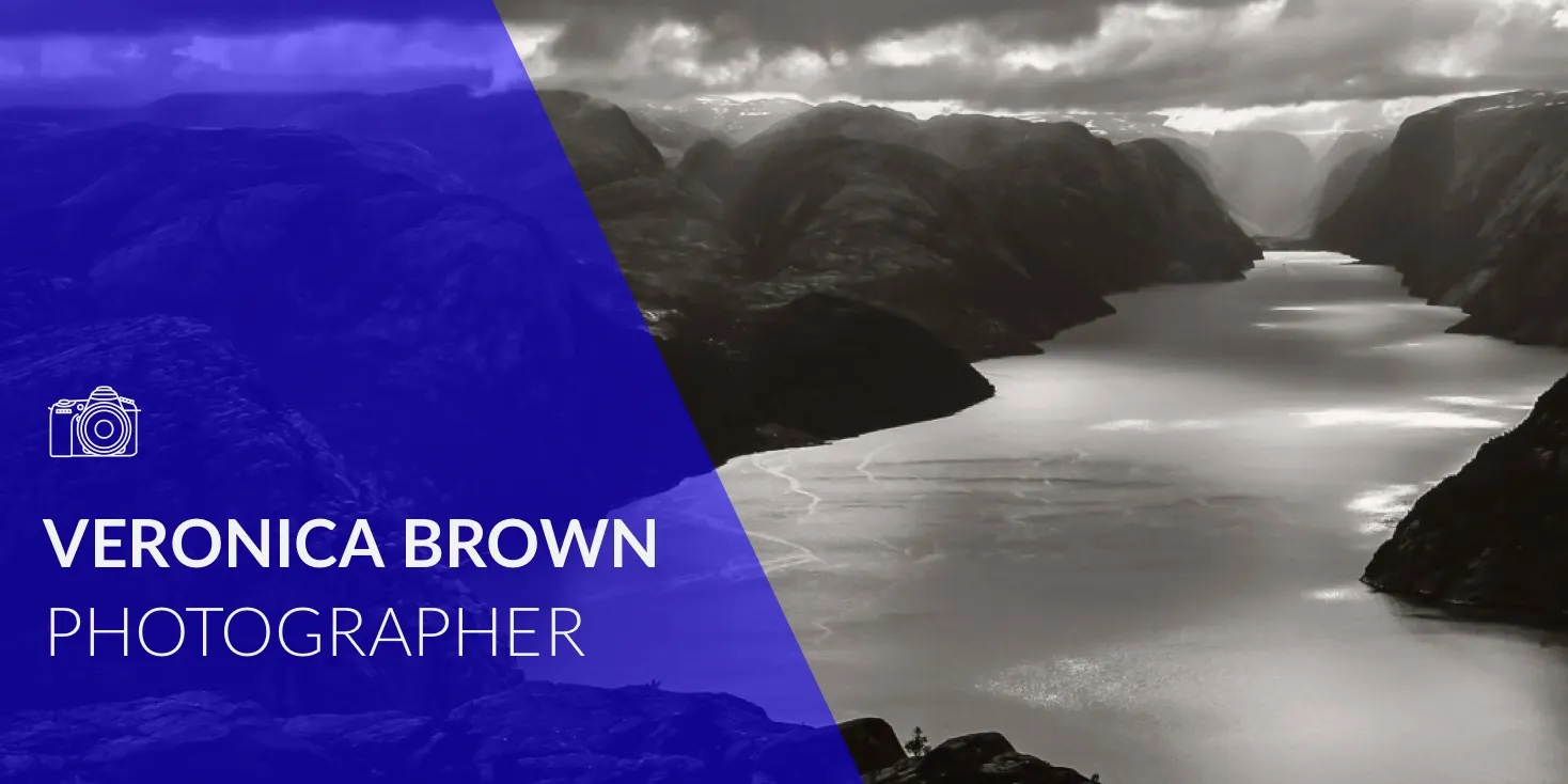 Blue and Gray Photographer LinkedIn Banner with Fjords