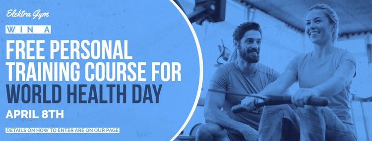 Blue White Modern Personal Training Facebook Page Cover