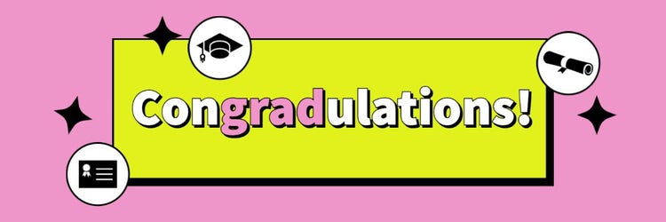 Pink And Green Bold Graduation Banner