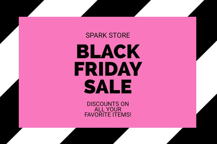 Pink, Black and White Black Friday Sale Ad Facebook Banner