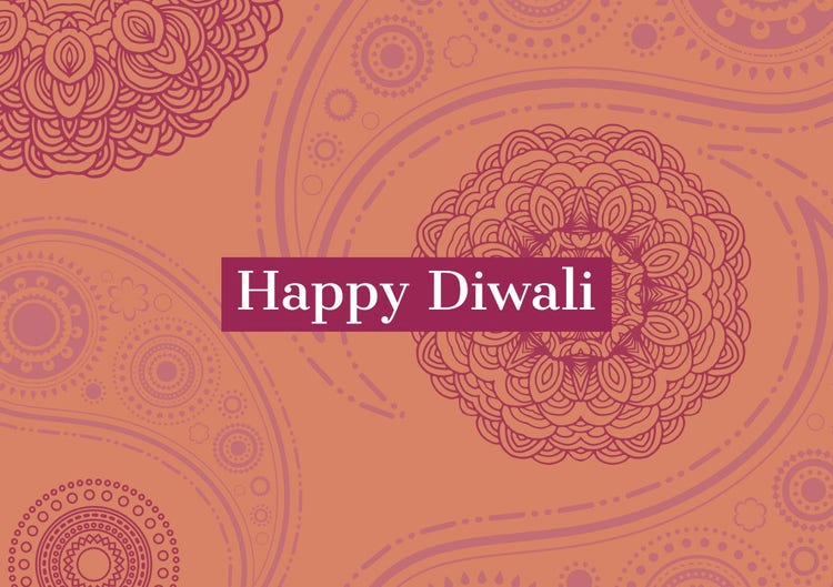 Orange and Claret Happy Diwali Card