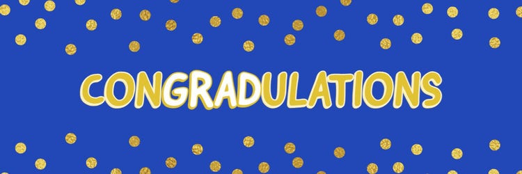 Gold and Blue Congratulations on Graduation Pun Banner