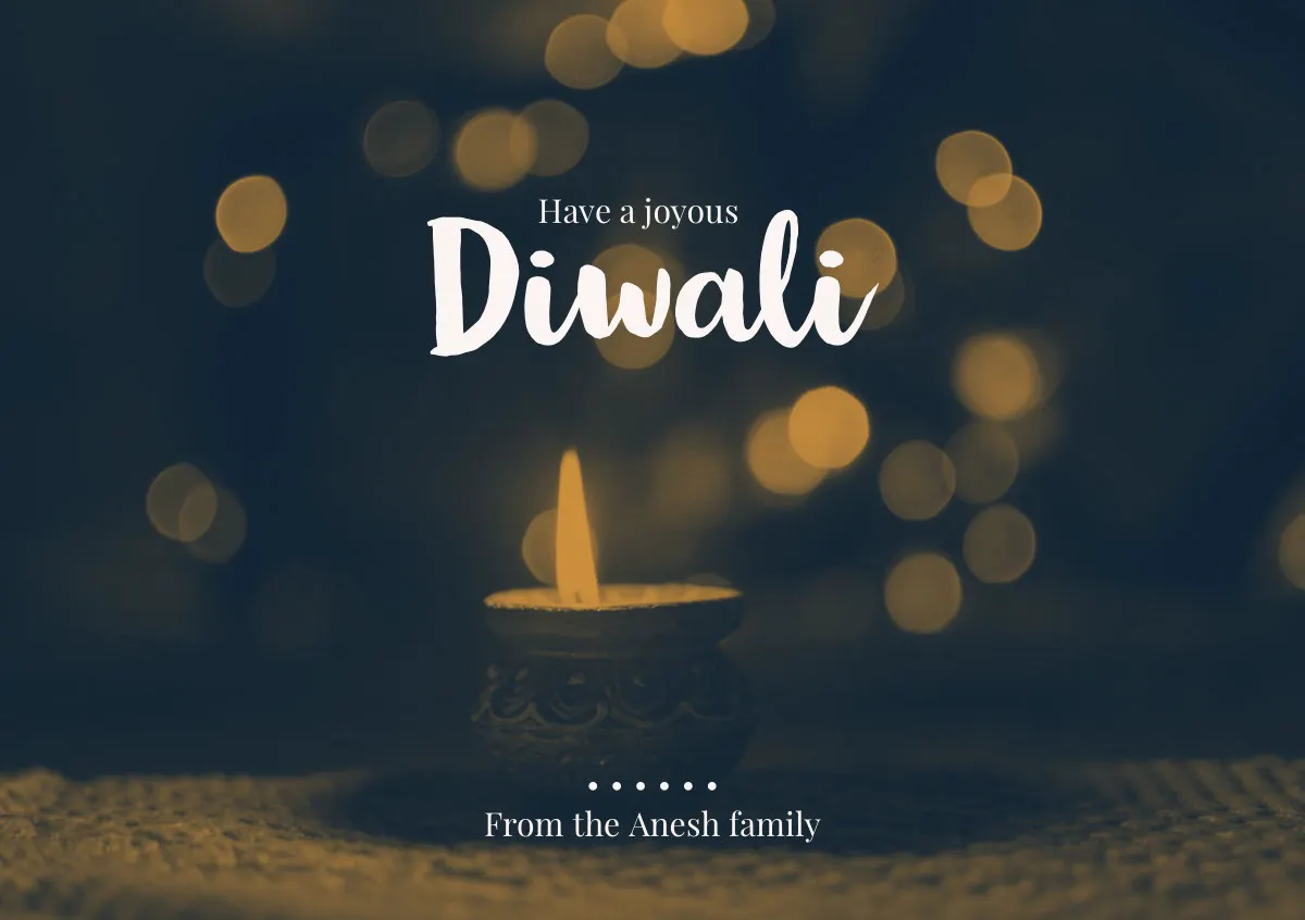 Gold, Illuminated Diwali Wishes Card