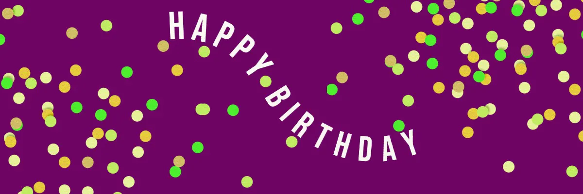 Purple Confetti Happy Birthday Banner
