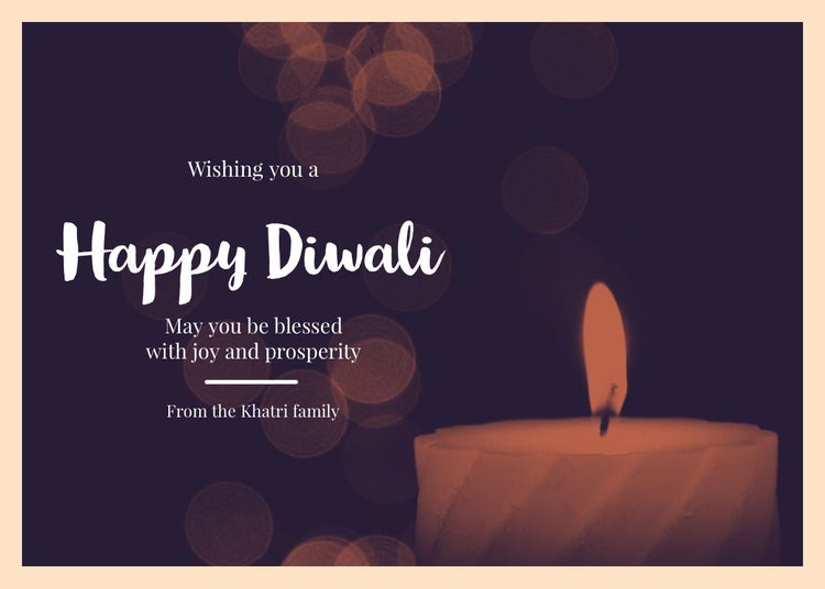 Light Toned Happy Diwali Wishes Card