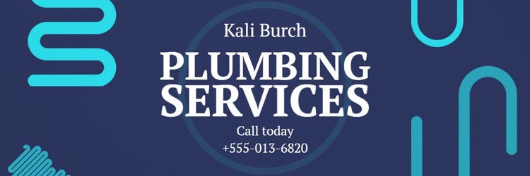 Cyan, White and Navy Plumbing Services Banner