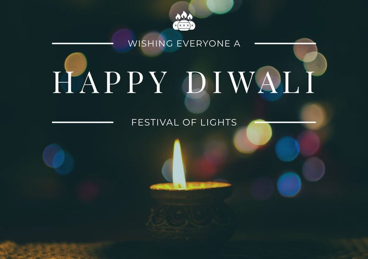 Black, White, Illuminated, Diwali Wishes Card
