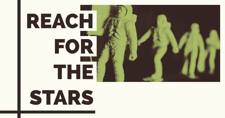 Light Toned Astronaut Figurines and Catchphrase Facebook Banner