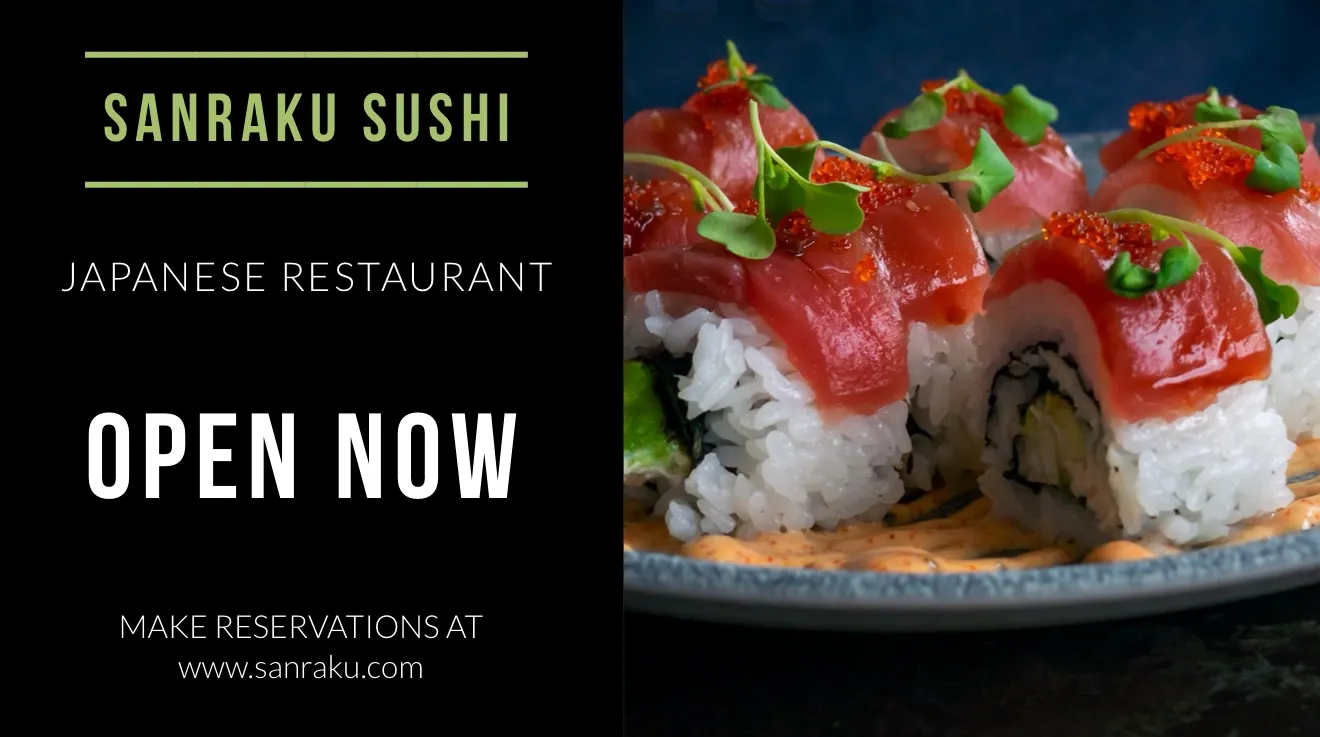 Black Japanese Sushi Restaurant Ad Twitter Post Graphic