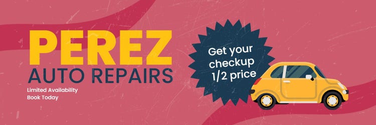 Pink And Yellow Auto Repairs Email Header