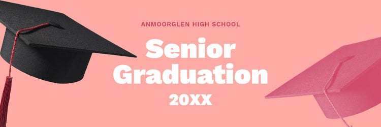 Blue & Pink Minimal Trendy Graduation Banner