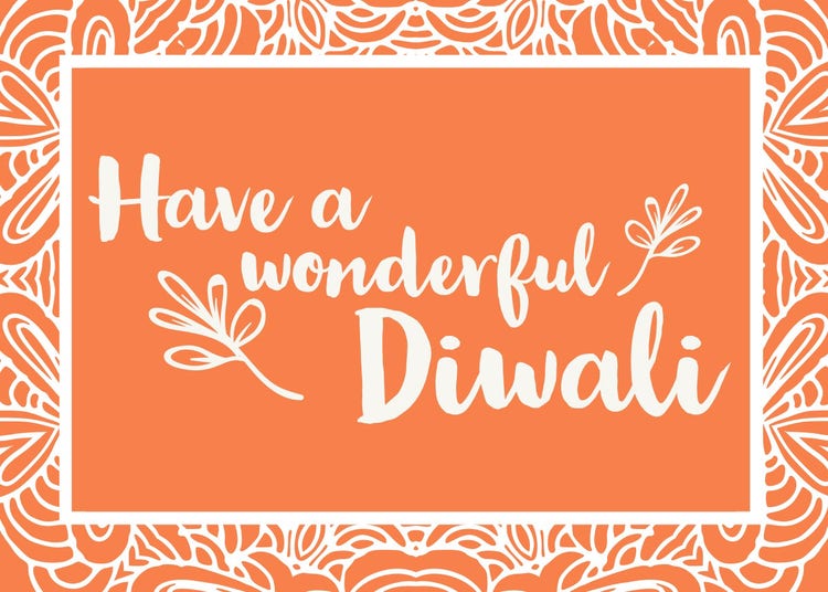 Orange and White Diwali Wishes Card