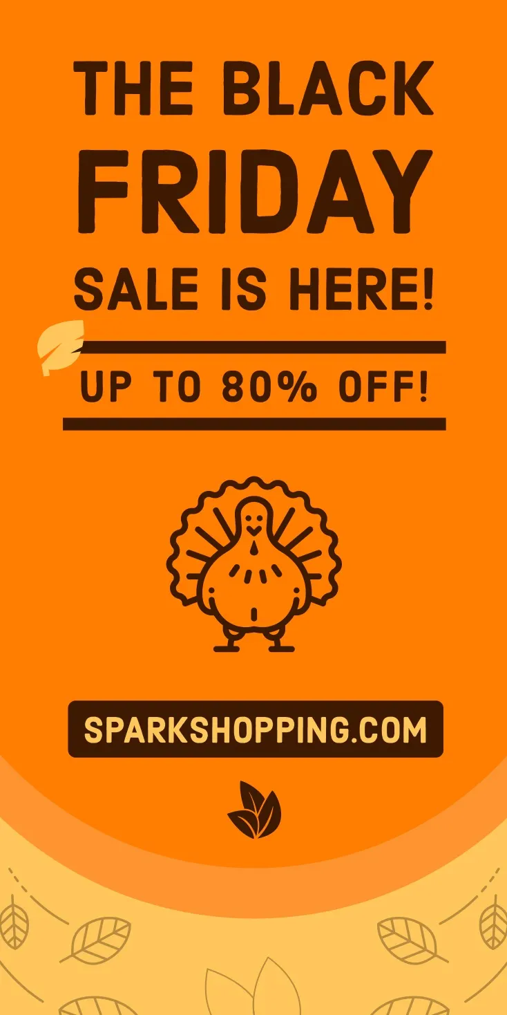 Orange Black Friday Thanksgiving Turkey Vertical Ad Banner
