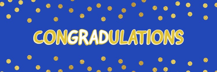 Gold and Blue Congratulations on Graduation Pun Banner