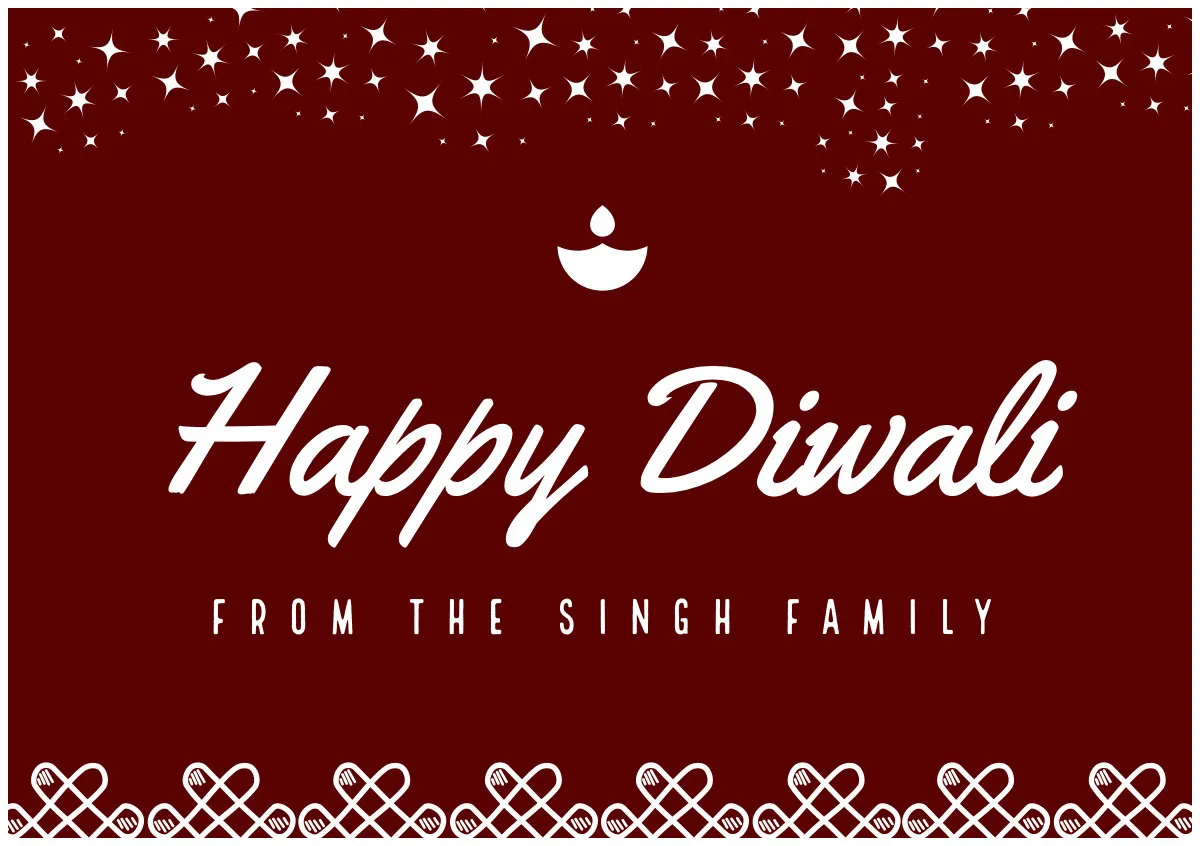 Red and White, Diwali Wishes Card