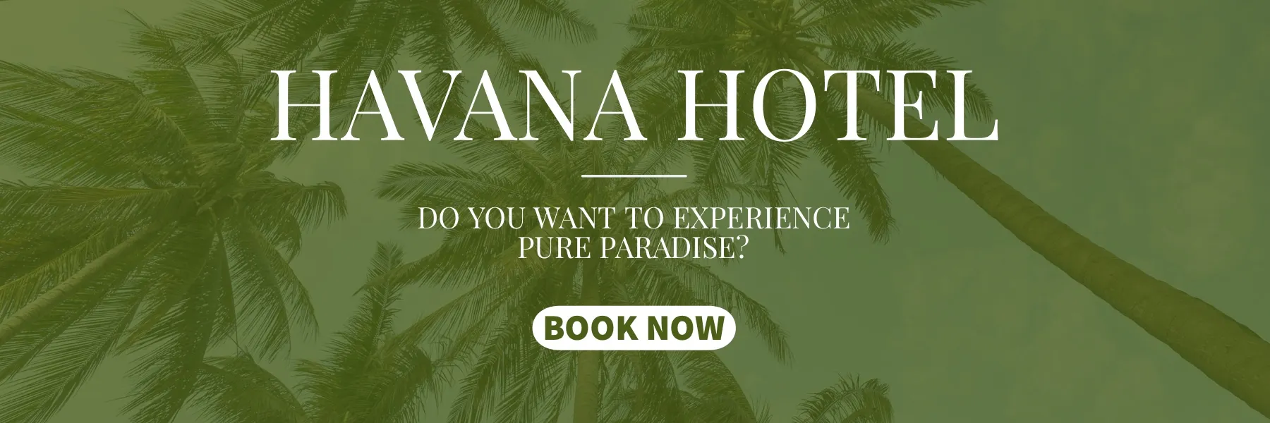 Green and White Havana Hotel Ad Facebook Banner 