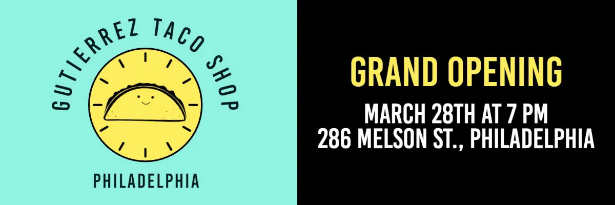 Turquoise, Yellow and Black Grand Opening Banner
