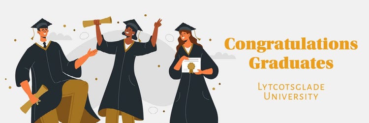 Gray & Yellow Illustrated College Graduation Banner
