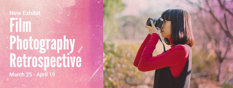 Pink And White Film Photography Exhibition Facebook Page Cover
