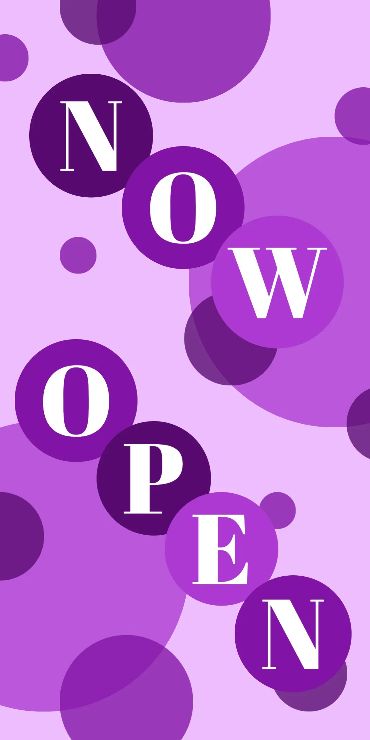 Purple Polka Dot Now Open Vertical Banner