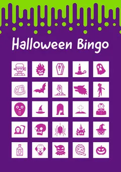 Violet Slime Halloween Party Bingo Card Halloween Party Bingo Card