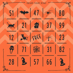 Orange Zig Zag Illustrated Halloween Party Bingo Card Halloween Party Bingo Card