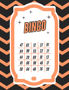 Orange Zig Zag Halloween Party Bingo Card Halloween Party Bingo Card