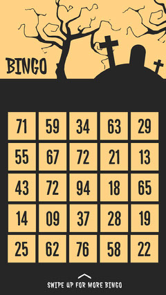 Yellow and Black Spooky Graveyard and Trees Halloween Party Bingo Card Halloween Party Bingo Card