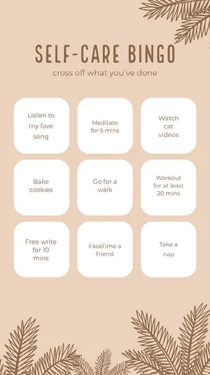 selfcare bingo instagram story Quarantine Bingo Card