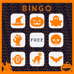 Orange Spooky Halloween Party Bingo Card Halloween Party Bingo Card