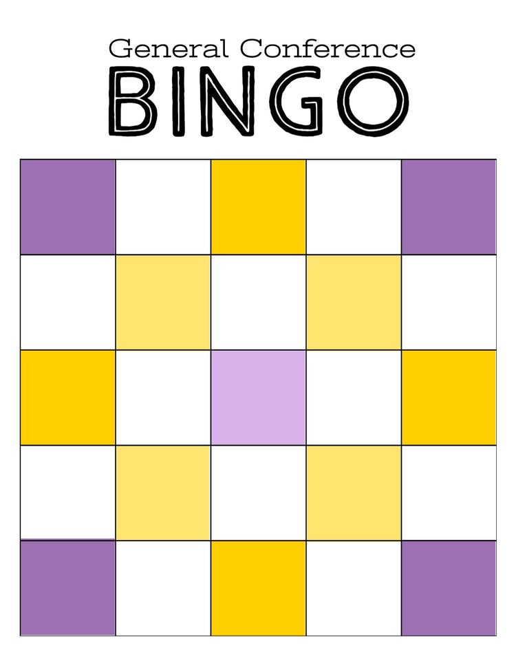 Purple and Yellow General Conference Bingo