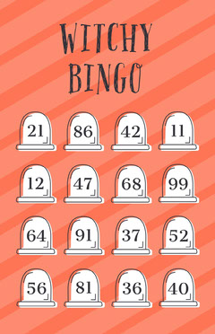Orange Striped Gravestone Halloween Party Bingo Card Halloween Party Bingo Card