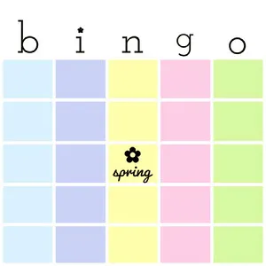 Pastel Colored Spring Bingo Card Baby Shower Bingo Card