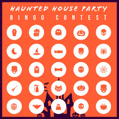  Orange Haunted House Halloween Party Bingo Card Halloween Party Bingo Card